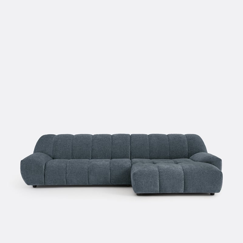 Rechtes Ecksofa, 4-sitzer, Aus Dickem Samt, Nuria
