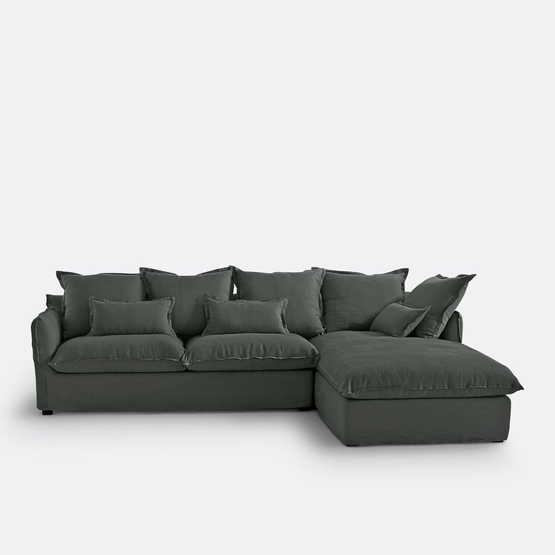 Ecksofa Odna Mit Schlaffunktion, 4-sitzer, Aus Gecrashtem Leinen