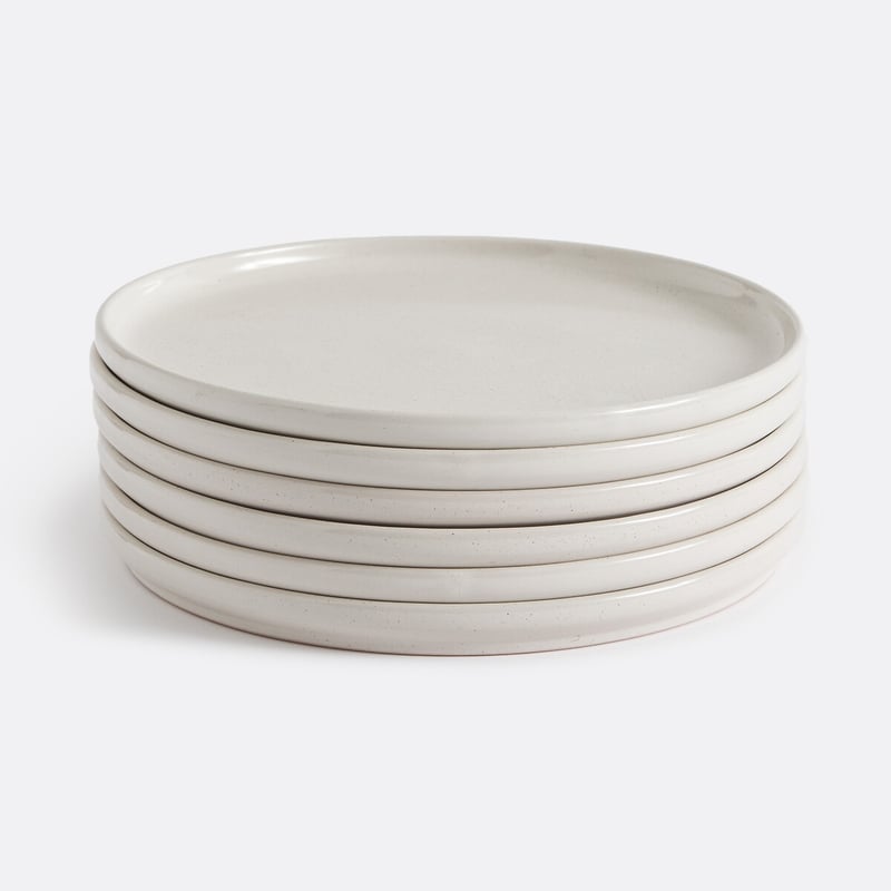 Set Von 6 Flachen Tellern Aus Gesprenkeltem Steinzeug, Tecka
