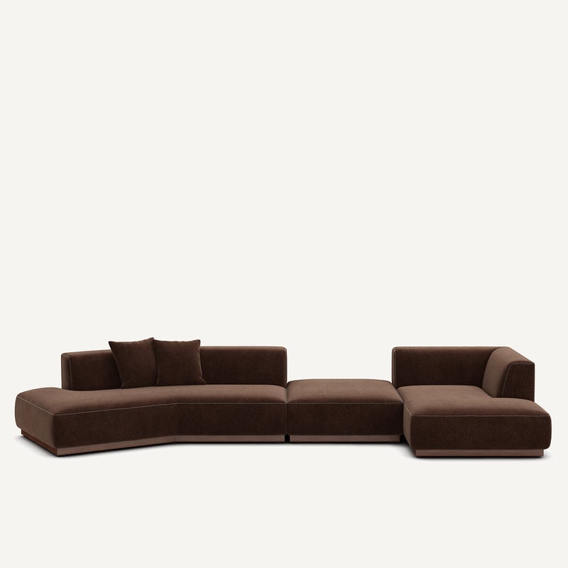 Am.pm Offenes Rechtes Ecksofa Mit Fussstütze Aus Chenille-velours, Jacopo