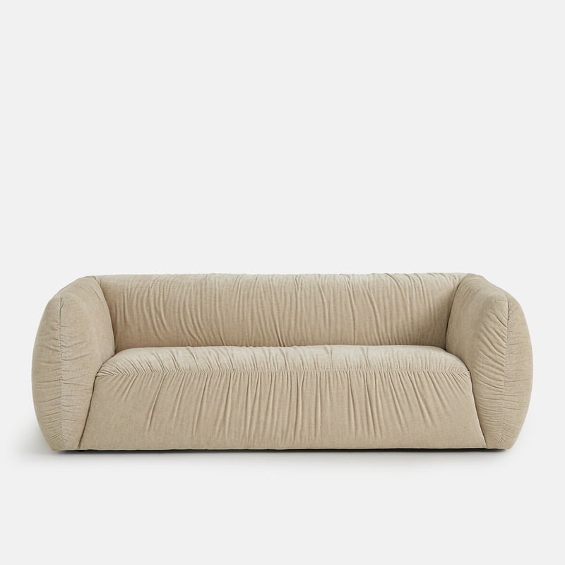Gerades Sofa, 3- Oder 4-sitzer, Aus Geflammter Chenille, Silver