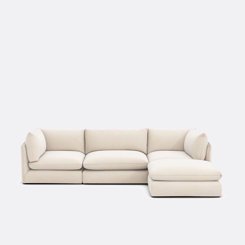 3-sitzer Anreihsofa Mit Hocker, Aus Meliertem Polyester, Malo
