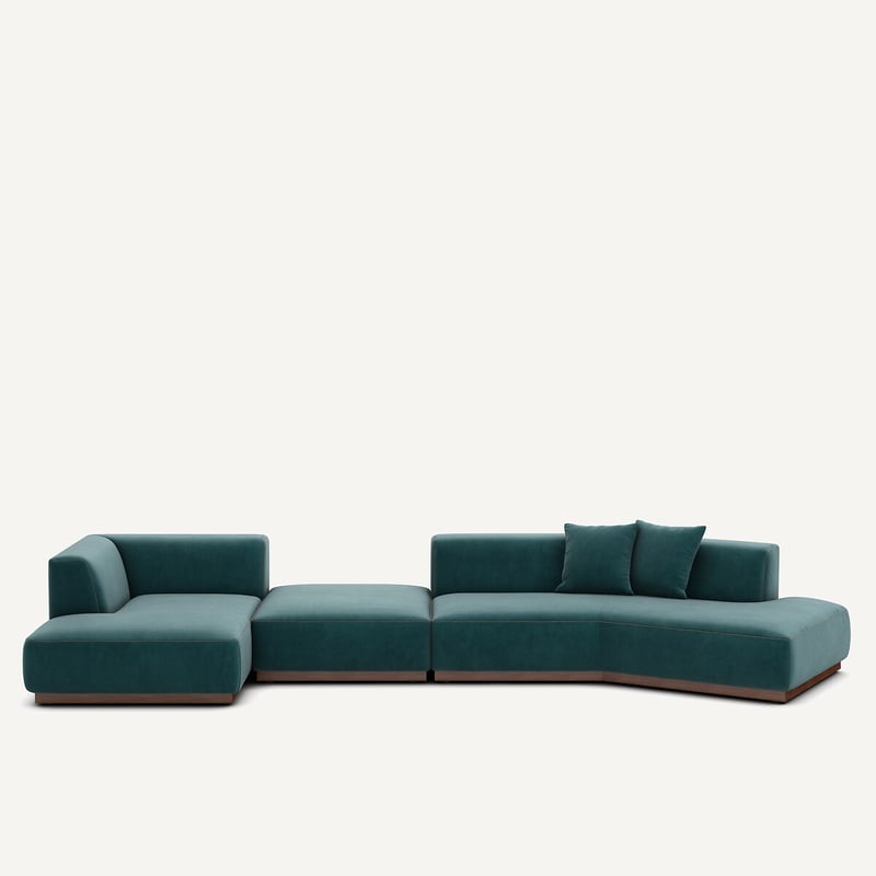 Am.pm Offenes Linkes Ecksofa Mit Fussstütze Aus Velours, Jacopo