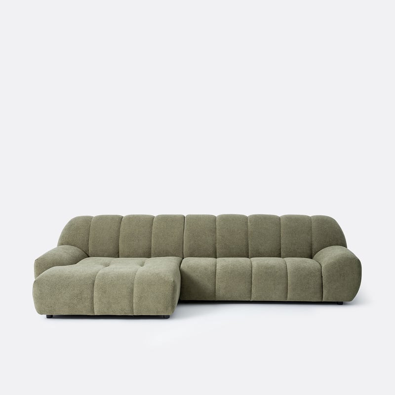 Ecksofa Links, 4-sitzer, Reliefstoff, Nuria