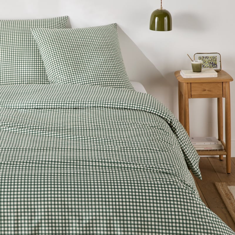 La Redoute Interieurs Bettwäsche Lesia Aus 30% Recycelter Baumwolle, Quadratischer Kissenbezug, Karomuster