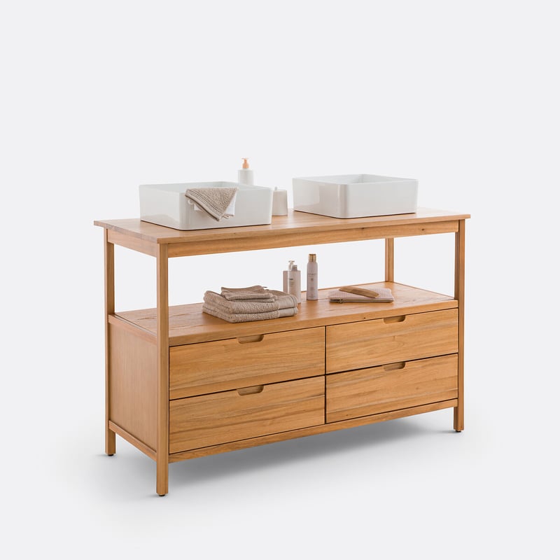 La Redoute Interieurs Doppelwaschtisch Cheira, Akazie, B. 130 Cm