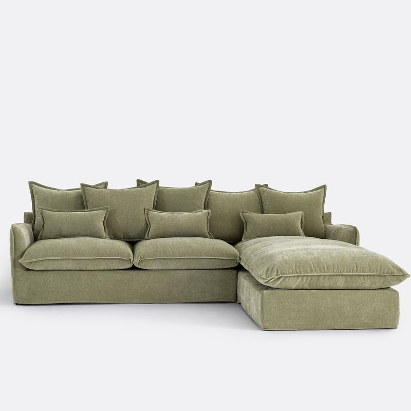 Sofa Odna, Rechtwinklig, Mit Schlaffunktion Und Abnehmbarem Bezug, 4-sitzer, Aus Meliertem Polyester