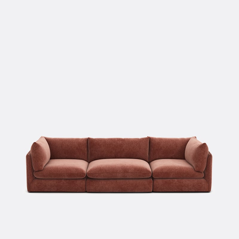 Gerades Modulares 3-sitzer-sofa Malo, Aus Meliertem Polyester