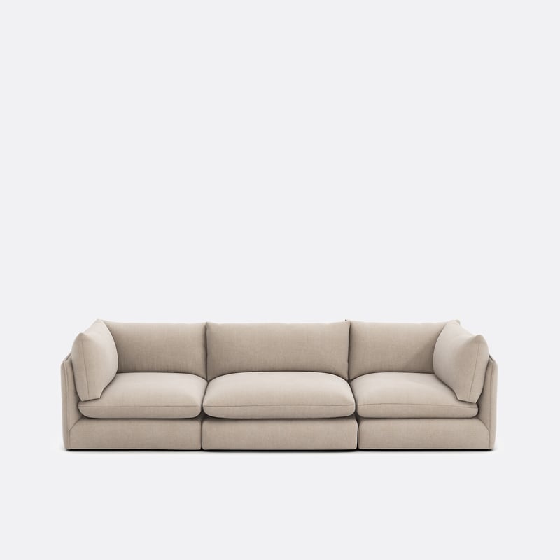 Gerades, Modulares 3-sitzer-sofa Malo, Aus Strukturgewebe