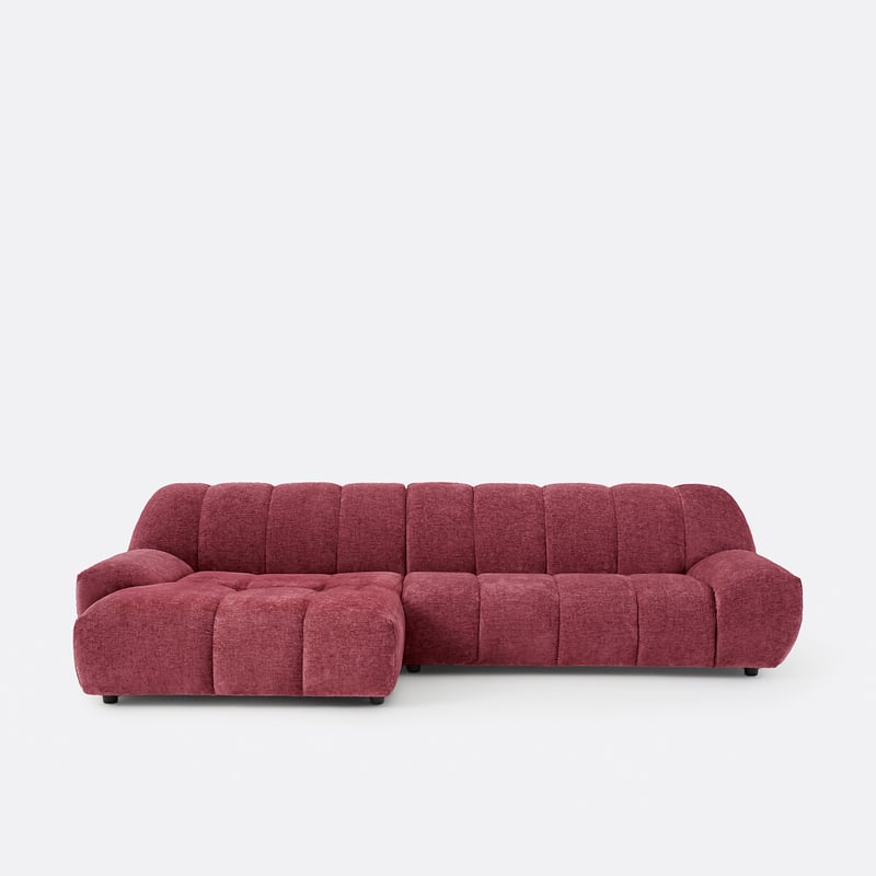 Ecksofa Links, 4-sitzer, Aus Dickem Velours, Nuria