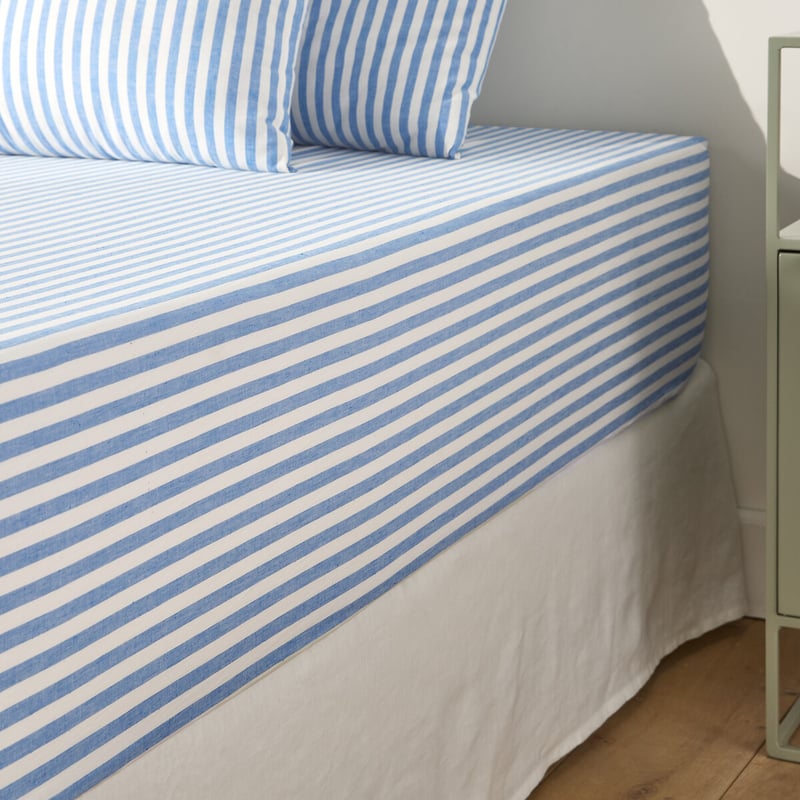 La Redoute Interieurs Spannbettlaken, Baumwolle, Steghöhe 30 Cm, Soizic Blau