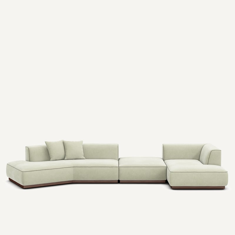 Am.pm Offenes, Gerades Ecksofa Mit Fussstütze In Stonewashed Velours, Jacopo