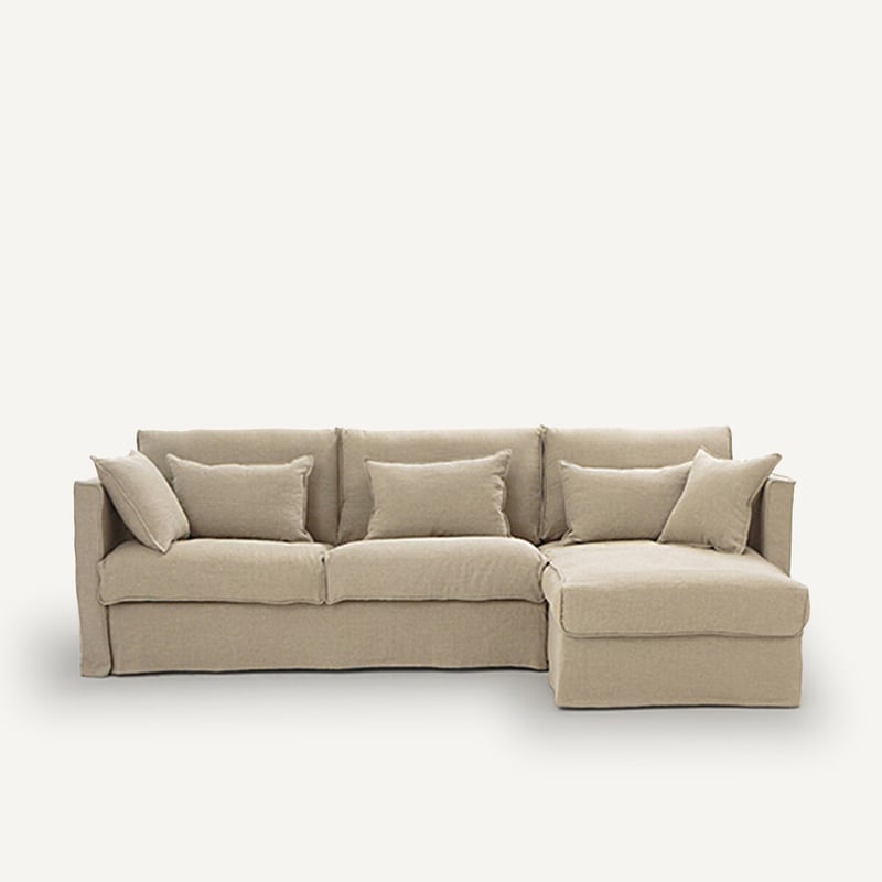 Am.pm Umbaubares Ecksofa, Stonewashed Grobes Leinen, Camille