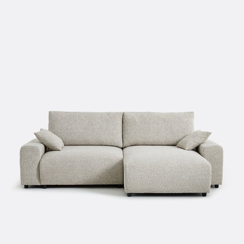Ecksofa Galene Mit Schlaffunktion, 3-sitzer, Mit Truhe, In Gesprenkeltem Gewebe