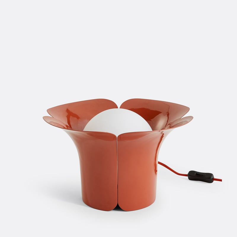 Tischlampe Tessen In Tulpenform, Eisen Und Opalglas