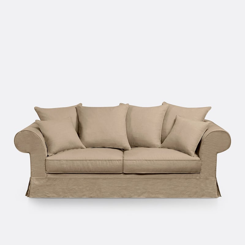 Sofa Adelia Mit Schlaffunktion, 2-, 3- Oder 4-sitzer, Abnehmbarer Bezug, Aus Grobem Leinen