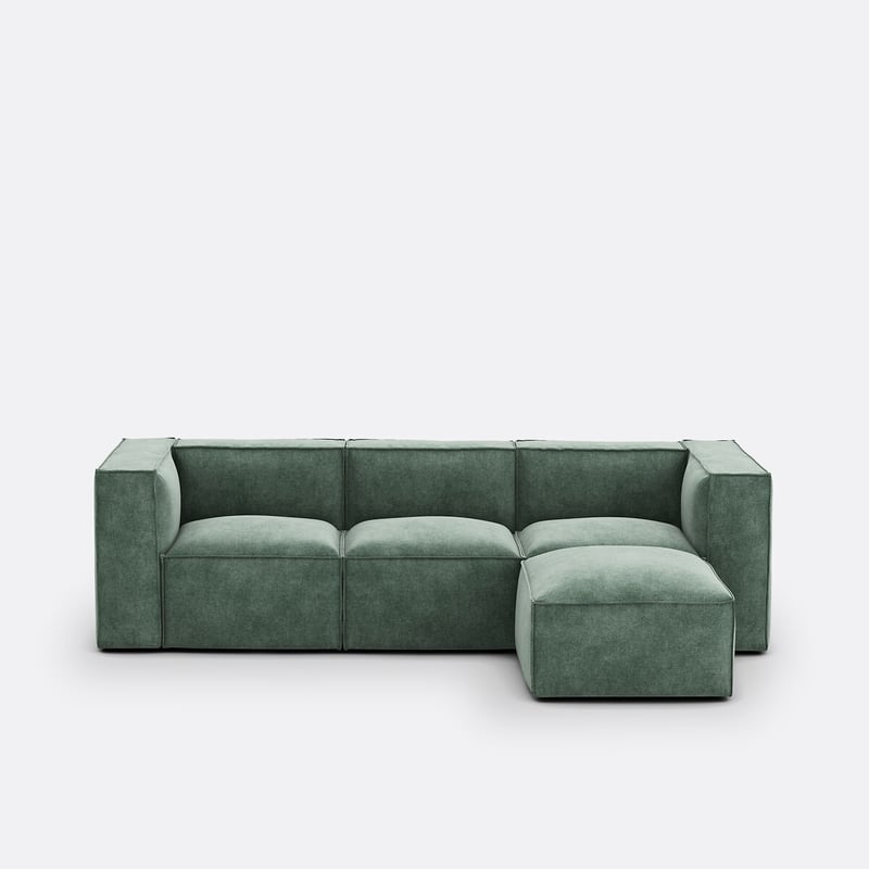 Modulares 3-sitzer-sofa Seven Mit Hocker, Aus Struktursamt