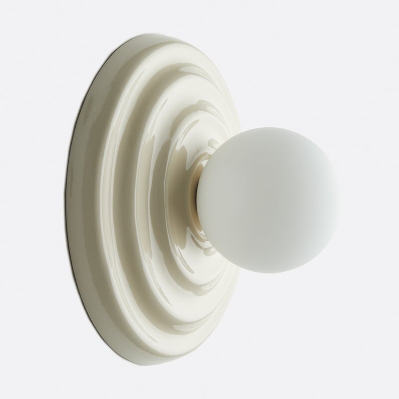 Wand- Oder Deckenleuchte, Aus Keramik Und Opalglas, Durchmesser 24,5 Cm, Holi