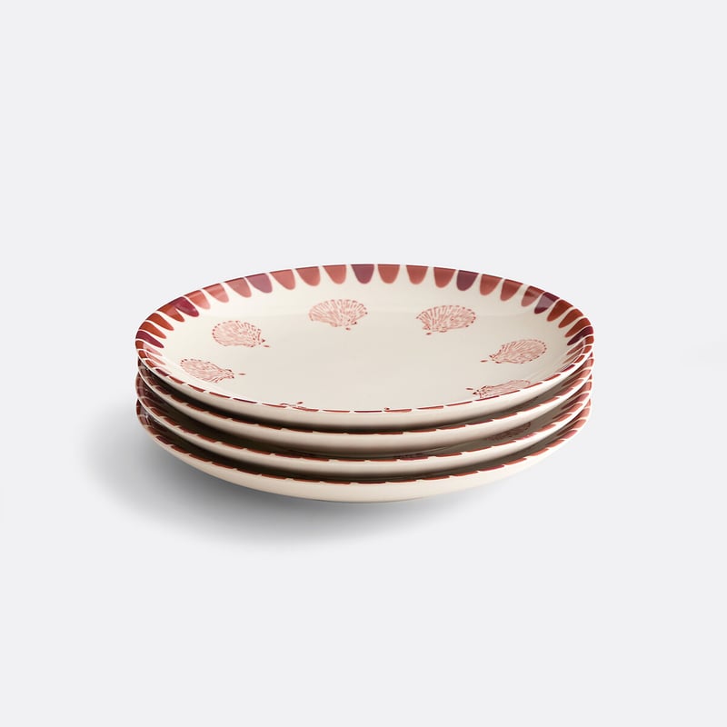 Set Aus 4 Desserttellern Aus Keramik Mit Muschelmotiv, Omana