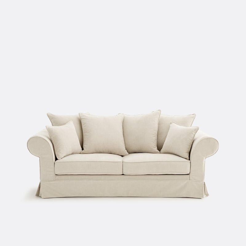 Gerades Sofa, Umwandelbar, 2- Oder 3-sitzig, Abziehbar, Aus Meliertem Polyester, Adelia