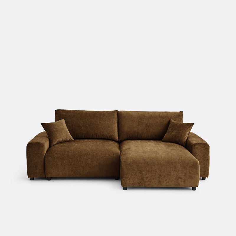 Ecksofa, Umwandelbar, 3-sitzer Mit Truhe, Aus Geflammter Chenille, Galene