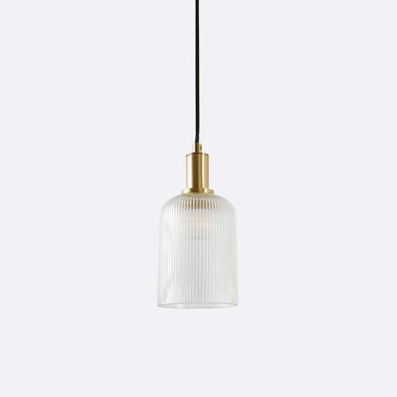 Hängeleuchte Bogota, Messing Und Rillenglas, Ø 10,9 Cm