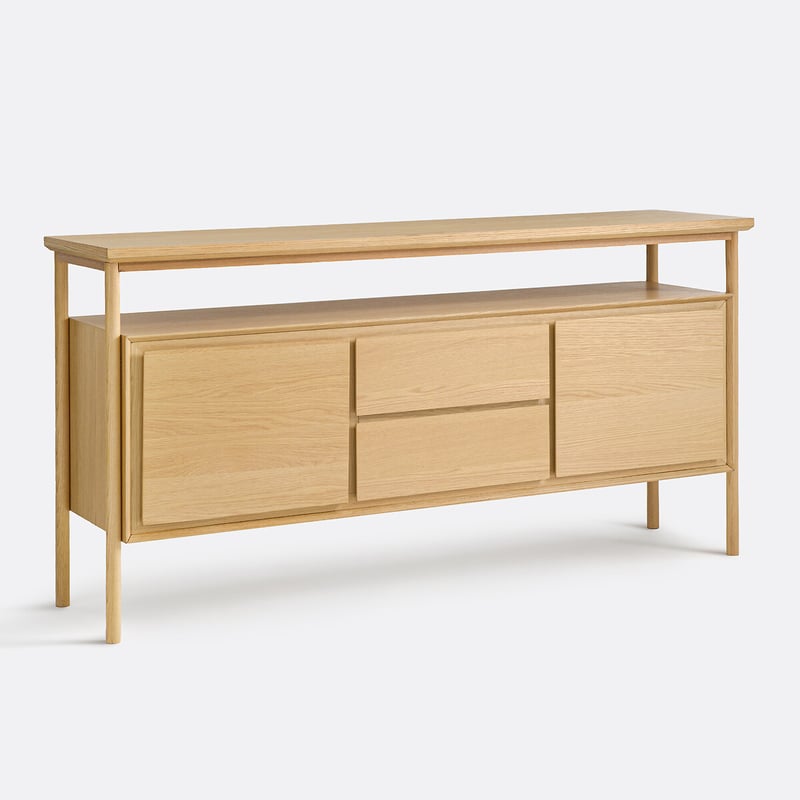 La Redoute Interieurs Sideboard Elina, 2 Türen, 2 Schubladen, Eichenfurnier