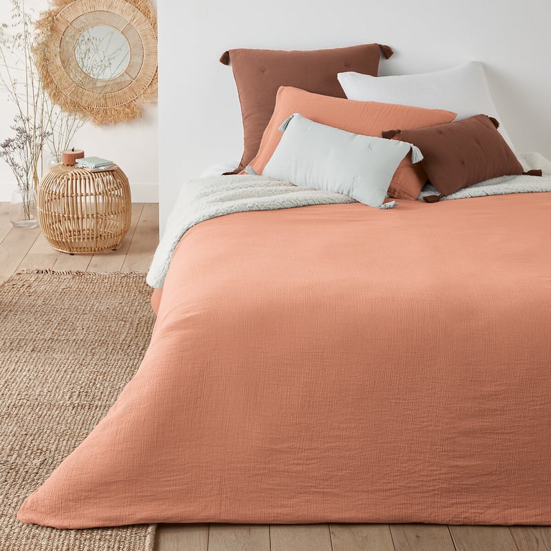 La Redoute Interieurs Tagesdecke Kumla Aus Teddyfleece & Musselin, Uni