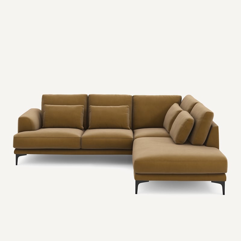 Am.pm Geschlossenes Ecksofa Marsile Mit Ecke Rechts, Leinensamt