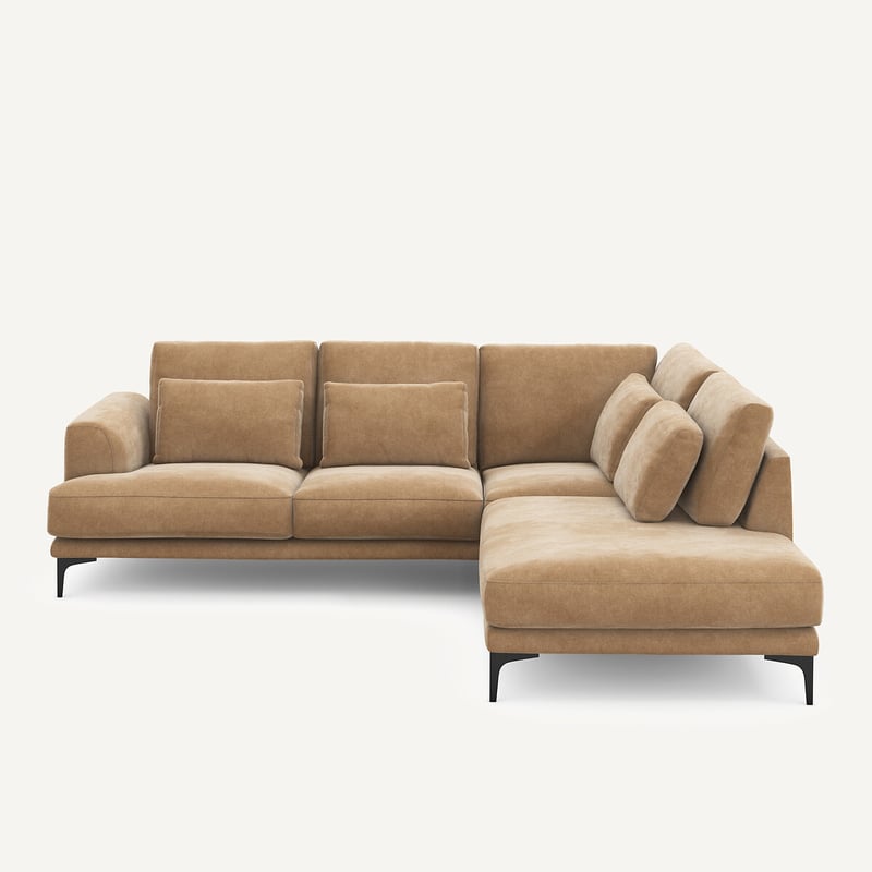 Am.pm Geschlossenes Ecksofa Marsile Mit Ecke Rechts, Samt Stonewashed
