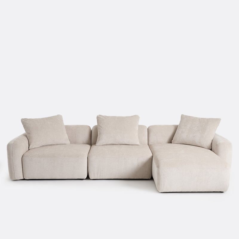 Modulares Ecksofa, Rechts, 3-sitzer, Chenille-jacquard, Amad