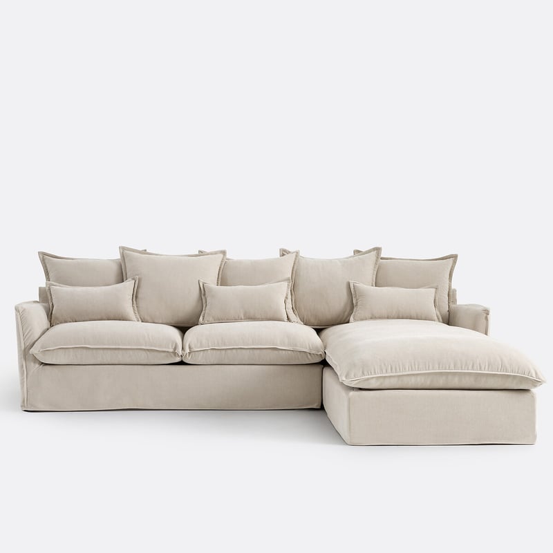 Sofa Odna, Rechtwinklig, Mit Schlaffunktion Und Abnehmbarem Bezug, 4-sitzer, Aus Meliertem Polyester