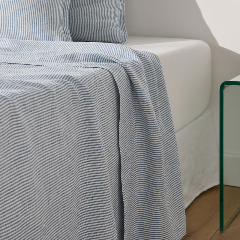 La Redoute Interieurs Bettlaken Limona Blau Aus Vorgewaschenem Leinen