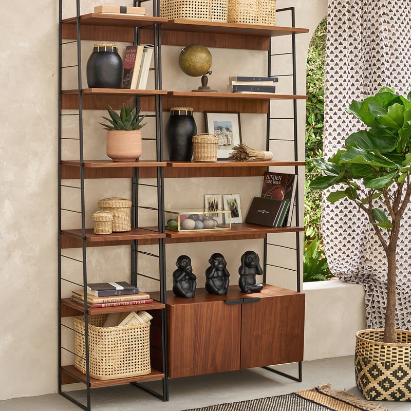 La Redoute Interieurs Vintage Bücherregal, Walnussfurnier Und Stahl, Höhe 190 Cm, Watford