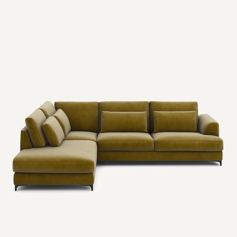Am.pm Linksseitiges Ecksofa, Umwandelbar, Samt, Marsile