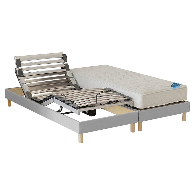 Set Aus Elektrischem Bett Mit Stofflatten, Schaumstoffmatratze, Fester Stütze Und Füssen