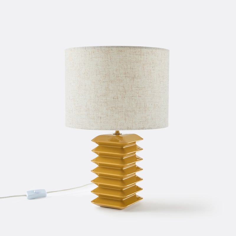 Tischlampe Remilo, Keramik Und Leinen