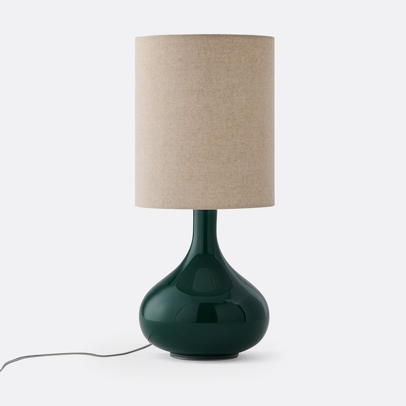 Tischlampe Juna, Glas Und Leinen