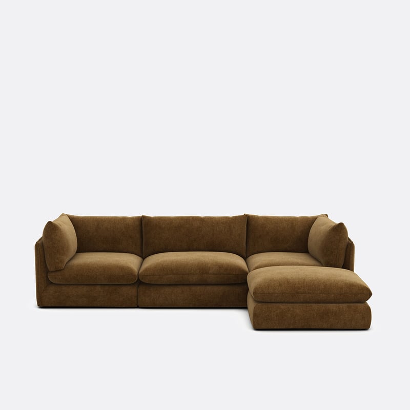 3-sitzer Anreihsofa Mit Hocker, Aus Meliertem Polyester, Malo