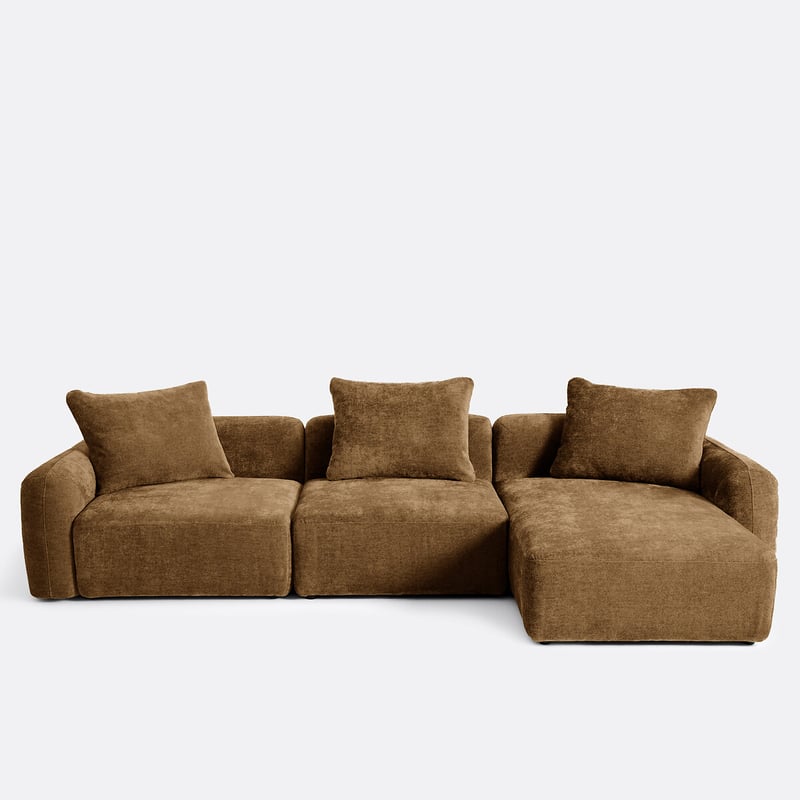 Modulares Ecksofa, Rechts, 3-sitzer, Chenille-jacquard, Amad