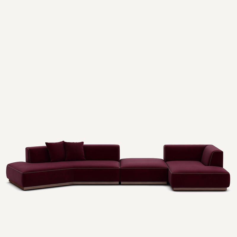 Am.pm Offenes Rechtes Ecksofa Mit Fussstütze Aus Velours, Jacopo
