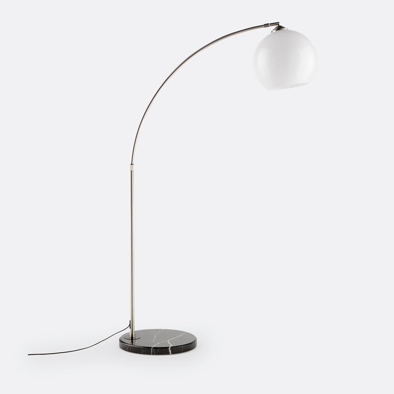Bogenstehlampe Bowata, Stahl, Marmor Und Acryl
