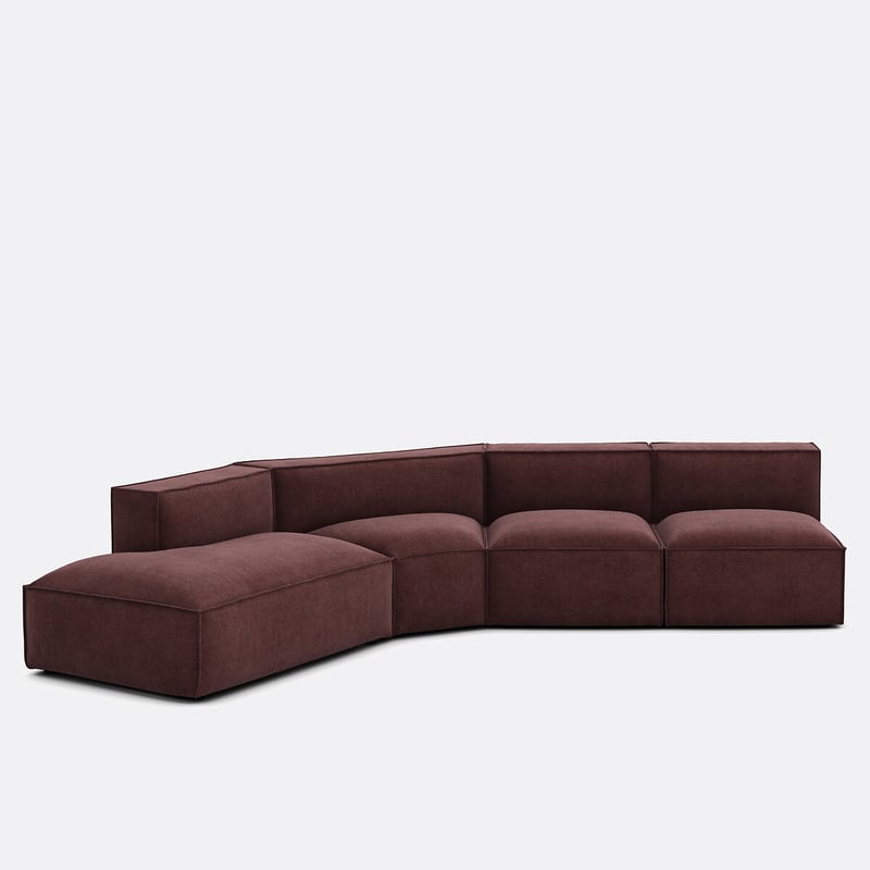 Offenes Ecksofa Seven, Links, 4 Elemente, Strukturgewebe