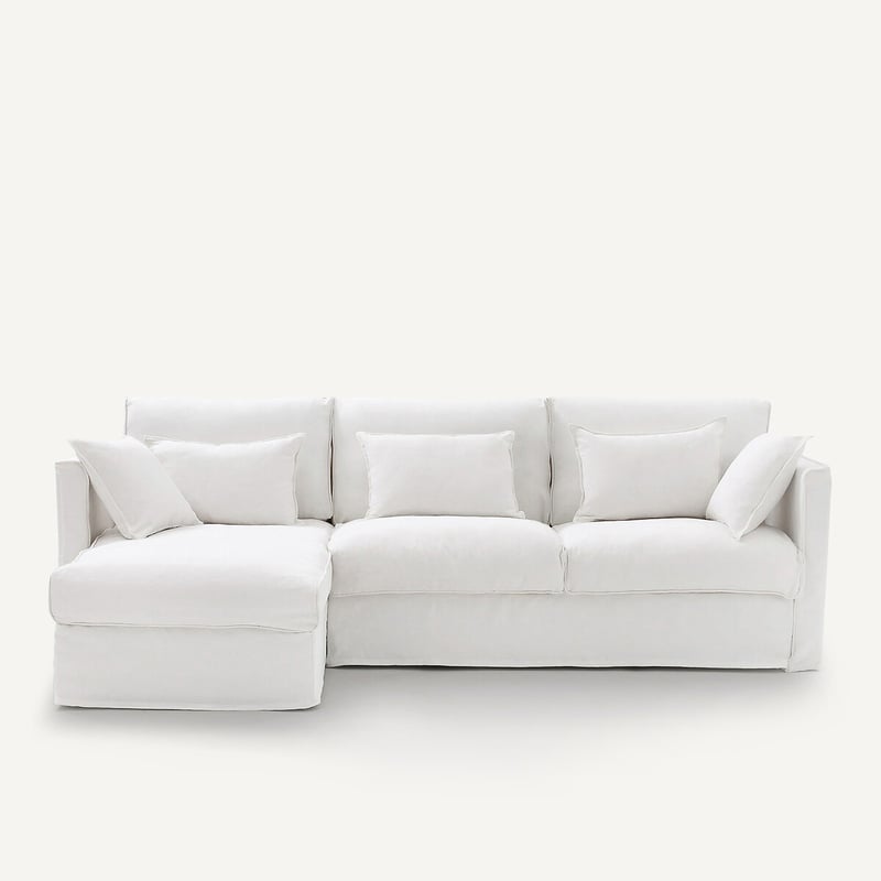 Am.pm Ecksofa, Umwandelbar, Aus Geknittertem Leinen, Camille