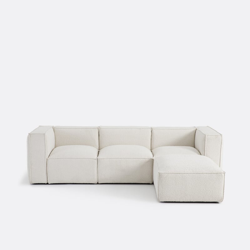 Modulares Sofa Seven, 3-sitzer Und Hocker, Aus Bouclé