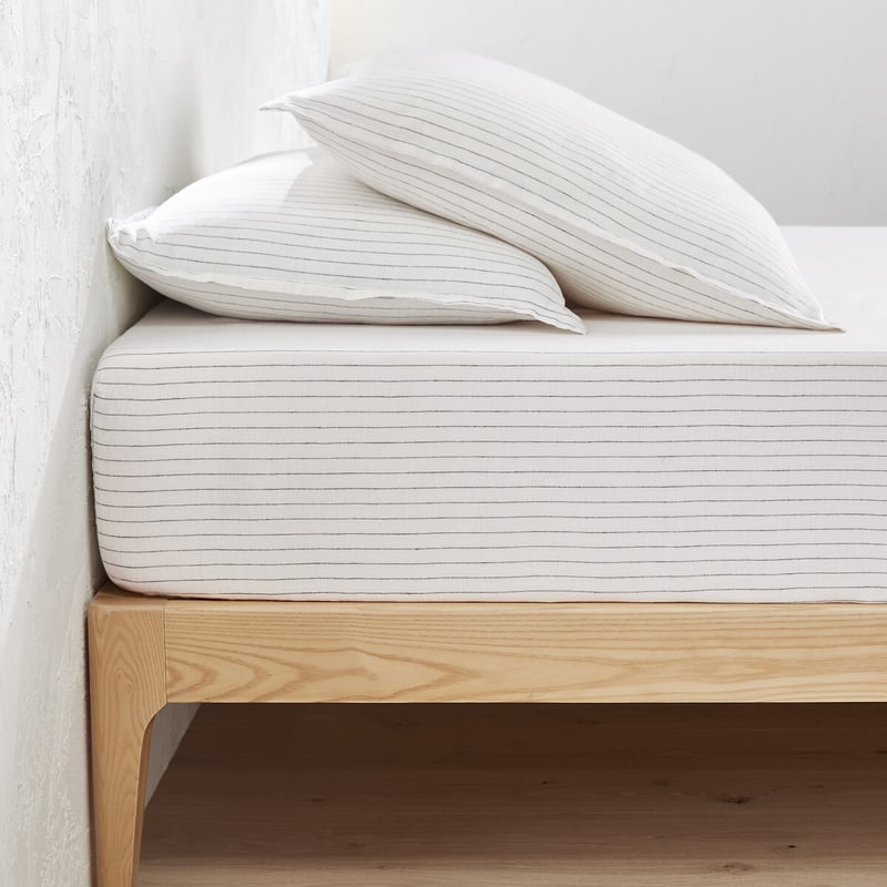 La Redoute Interieurs Fixleintuch Linot Rayé, Vorgewaschenes Leinen, Umschlag 35 Cm