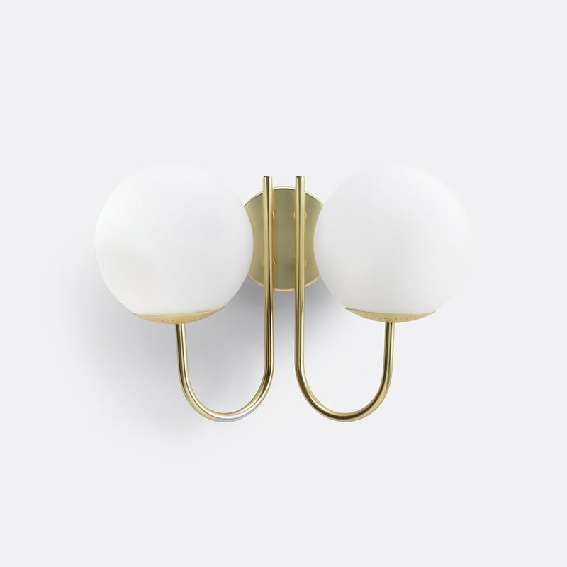 Wandleuchte Moricio, Opalglas Und Metall In Messing-optik