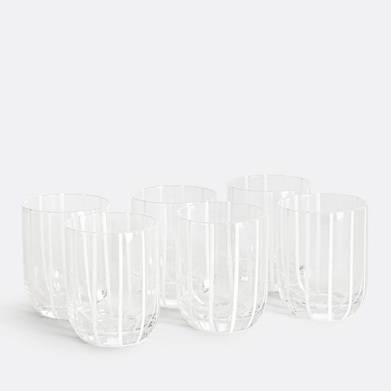 Set Von 6 Wassergläsern Mit Weissen Streifen, Delvi