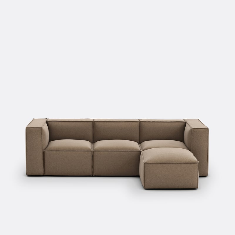 Modulares Sofa Seven, 3-sitzer Und Hocker, Aus Strukturgewebe