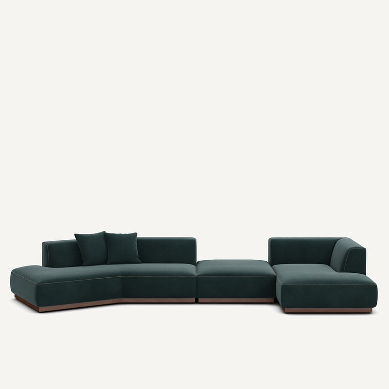 Am.pm Offenes Rechtes Ecksofa Mit Fussstütze Aus Velours, Jacopo